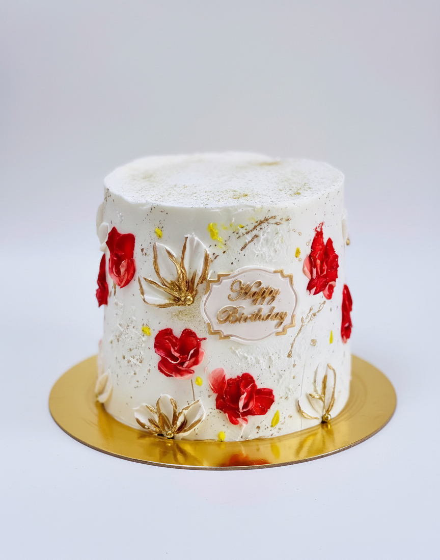 Almond Cream Cake with Flowers